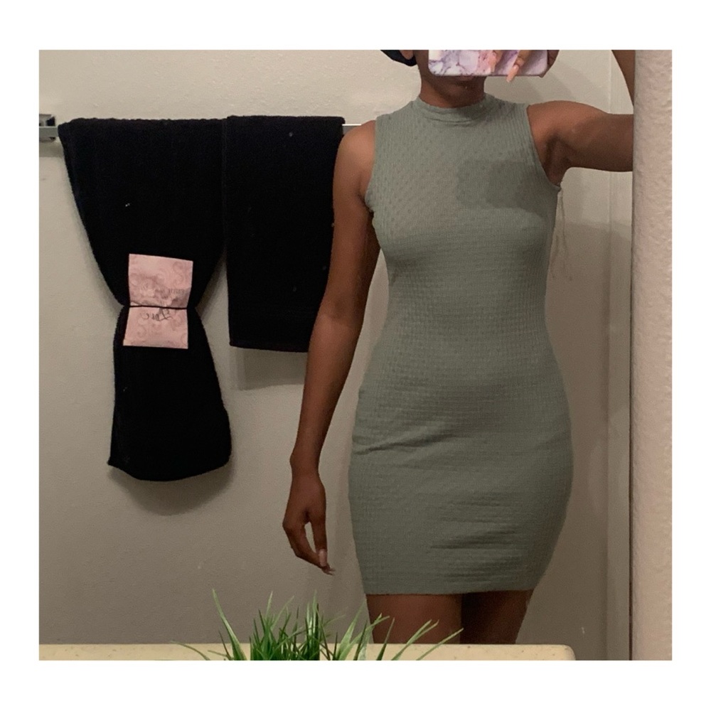 Dusty / pastel green bodycon dress